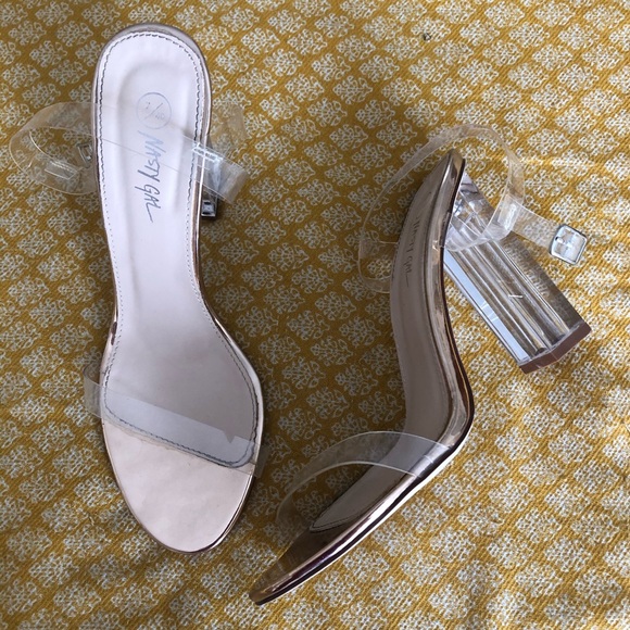 Clear Block Heels with Gold Details - Picture 2 of 4